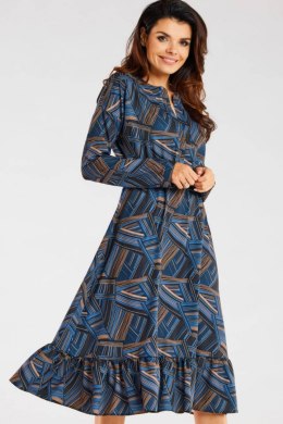 Sukienka Model A468 Navy/Brown Pattern - awama Awama