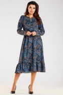 Sukienka Model A468 Navy/Brown Pattern - awama Awama Sukienka Model A468 Navy/Brown Pattern - awama Awama