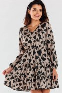 Sukienka Model A470 Beige/Black Hearts - awama Awama Sukienka Model A470 Beige/Black Hearts - awama Awama