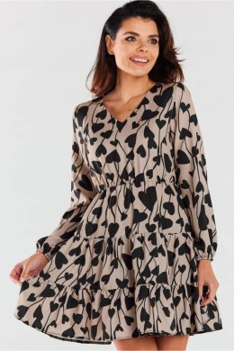 Sukienka Model A470 Beige/Black Hearts - awama Awama