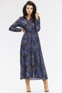 Sukienka Model A665 Navy/Brown Pattern - awama Awama Sukienka Model A665 Navy/Brown Pattern - awama Awama