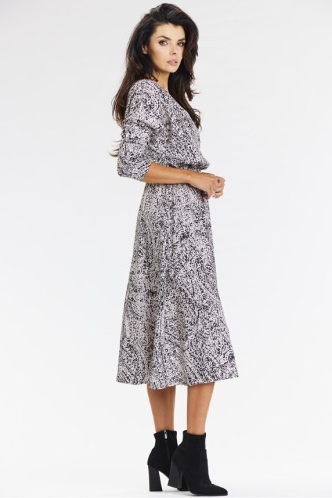 Sukienka Model A666 Black/White Pattern - awama Awama Sukienka Model A666 Black/White Pattern - awama Awama