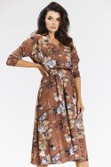 Sukienka Model A666 Brown Pattern - awama Awama Sukienka Model A666 Brown Pattern - awama Awama