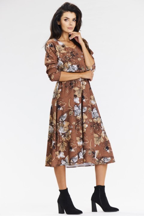 Sukienka Model A666 Brown Pattern - awama Awama Sukienka Model A666 Brown Pattern - awama Awama