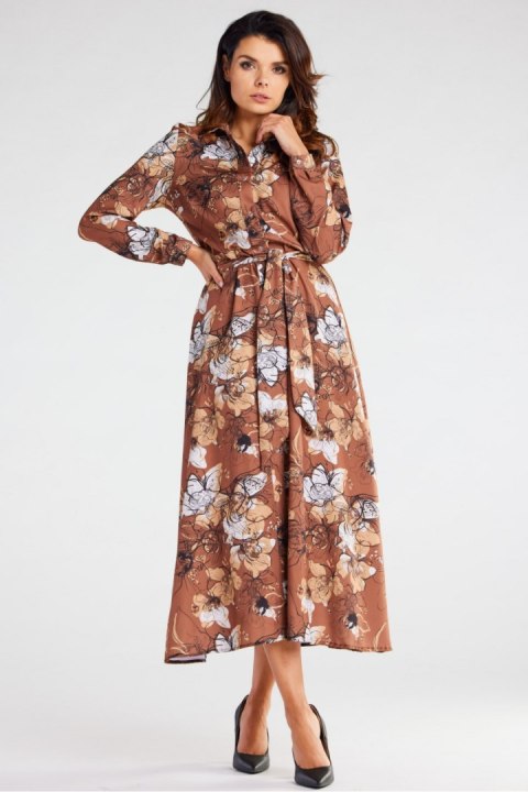 Sukienka Model A467 Brown Pattern - awama Awama Sukienka Model A467 Brown Pattern - awama Awama