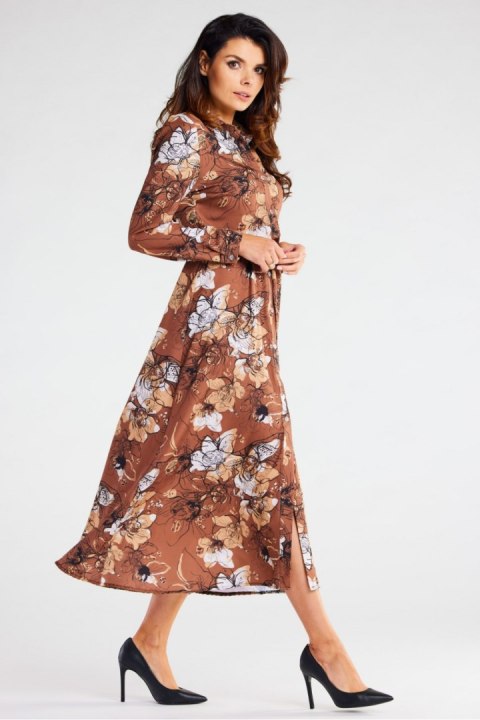 Sukienka Model A467 Brown Pattern - awama Awama Sukienka Model A467 Brown Pattern - awama Awama