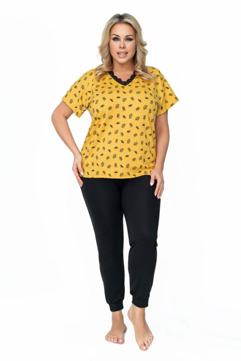 Piżama Damska Model Queen Plus Size Musztard - Donna Donna Piżama Damska Model Queen Plus Size Musztard - Donna Donna