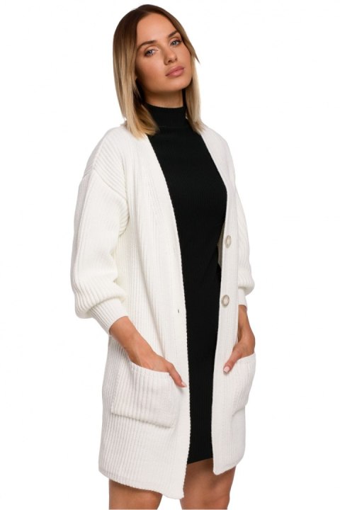 Sweter Kardigan Model MOE538 Ecru - Moe Moe Sweter Kardigan Model MOE538 Ecru - Moe Moe