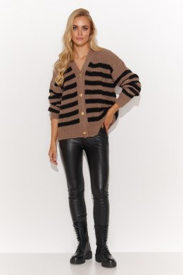 Sweter Damski Model S139 Cappuccino/Black - Makadamia Makadamia