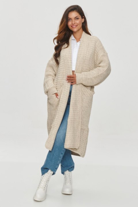 Sweter Kardigan Model S153 Beige Melange - Makadamia Makadamia Sweter Kardigan Model S153 Beige Melange - Makadamia Makadamia