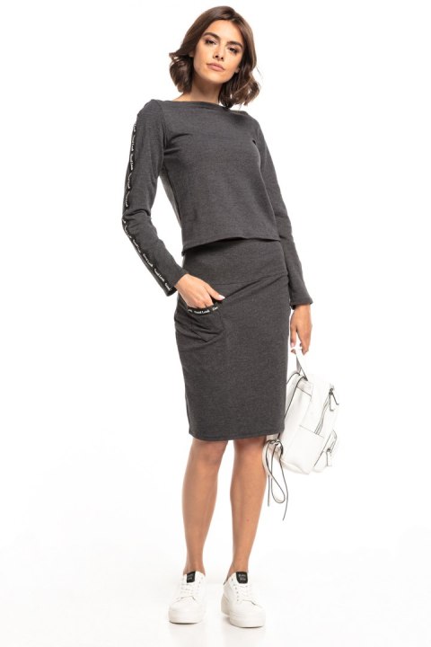 Bluza Damska Model T328/3 Dark Grey - Tessita Tessita Bluza Damska Model T328/3 Dark Grey - Tessita Tessita