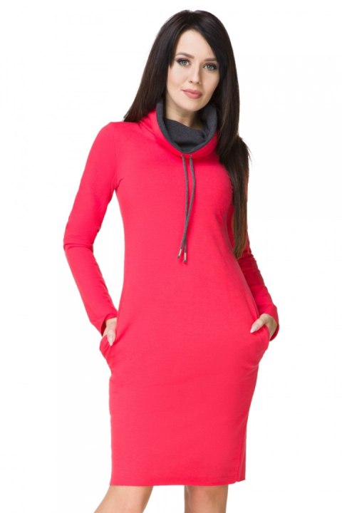 Sukienka model Kaja12 Coral/Dark Gray - Tessita Tessita Sukienka model Kaja12 Coral/Dark Gray - Tessita Tessita