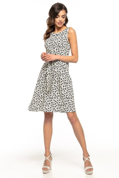 Sukienka Model T281/1 Black Flowers/White - Tessita Tessita Sukienka Model T281/1 Black Flowers/White - Tessita Tessita