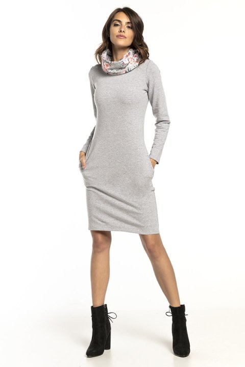 Sukienka Model T295/4 Light Grey/Flowers - Tessita Tessita Sukienka Model T295/4 Light Grey/Flowers - Tessita Tessita