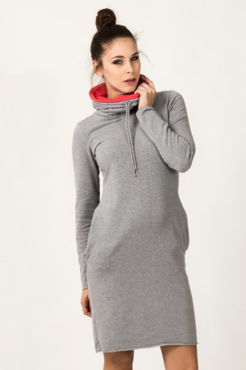 Sukienka model Kaja Light Gray/Coral - Tessita Tessita Sukienka model Kaja Light Gray/Coral - Tessita Tessita