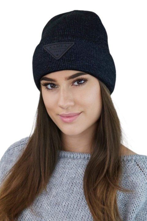 NAOMI beanie czapka zimowa z aplikacją kolor czarny - Kamea Kamea NAOMI beanie czapka zimowa z aplikacją kolor czarny - Kamea Kamea