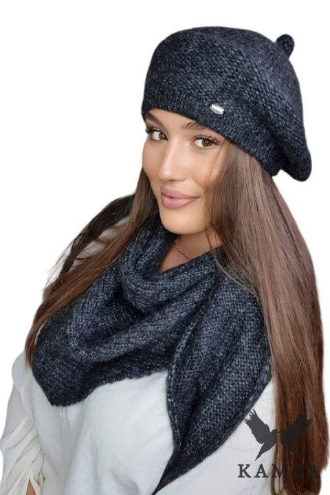OFELIA zimowy beret damski kolor grafitowy - Kamea Kamea OFELIA zimowy beret damski kolor grafitowy - Kamea Kamea