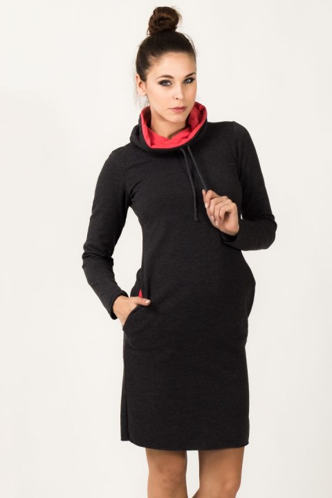 Sukienka Model Kaja 6 Dark Grey/Coral - Tessita Tessita Sukienka Model Kaja 6 Dark Grey/Coral - Tessita Tessita