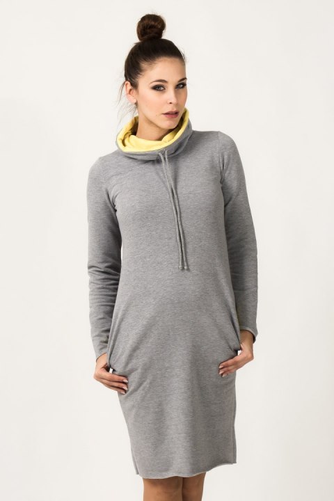 Sukienka Model Kaja 8 Light Grey/Yellow - Tessita Tessita Sukienka Model Kaja 8 Light Grey/Yellow - Tessita Tessita