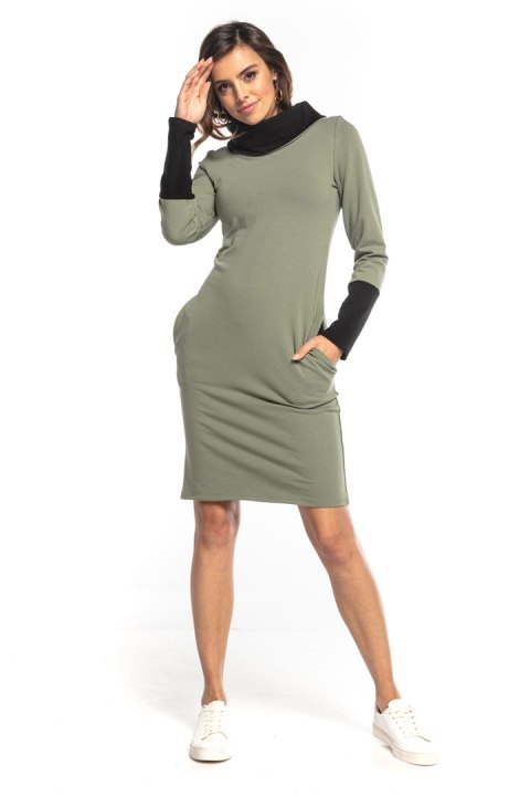 Sukienka Model T360/6 Khaki/Black - Tessita Tessita Sukienka Model T360/6 Khaki/Black - Tessita Tessita
