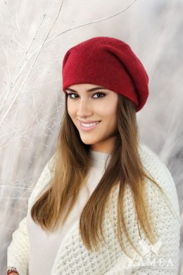 CLEO modny beret z angory kolor bordowy - Kamea Kamea