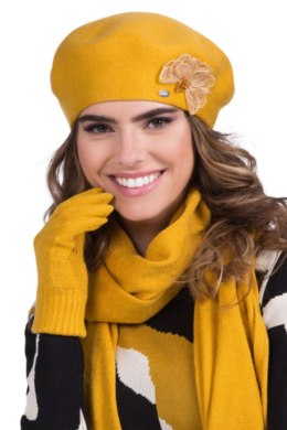 ELZA beret damski kolor musztardowy - Kamea Kamea