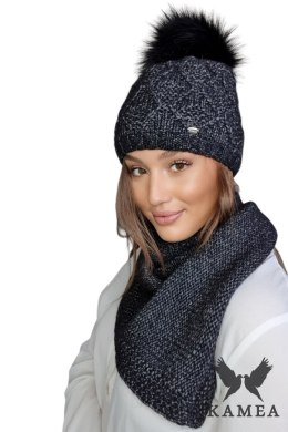 FREZJA-KOMPLET damski zimowy merino wool kolor czarny multi - Kamea Kamea
