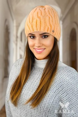 GIZMA puszysta zimowa czapka na polarze kolor brzoskwinia - Kamea Kamea