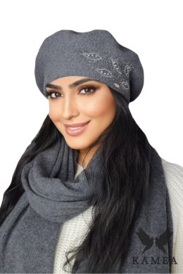 HEIDI zimowy beret damski kolor grafitowy - Kamea Kamea