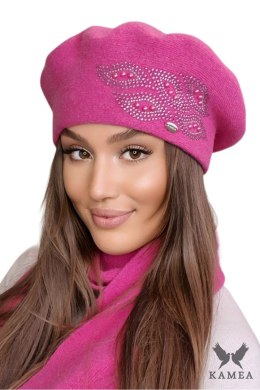 HEIDI zimowy beret damski kolor malinowy - Kamea Kamea