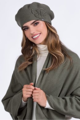 JUSTA wełniany beret damski kolor khaki - Kamea Kamea