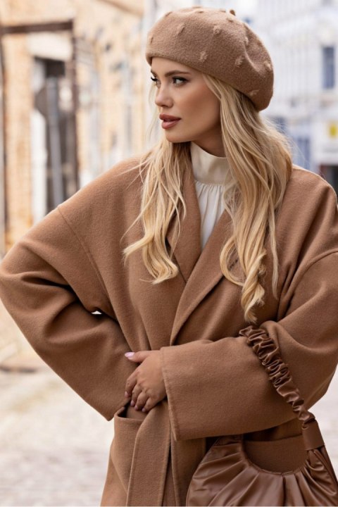 LINDA zimowy regulowany beret z antenką kolor beżowy - Kamea Kamea LINDA zimowy regulowany beret z antenką kolor beżowy - Kamea Kamea