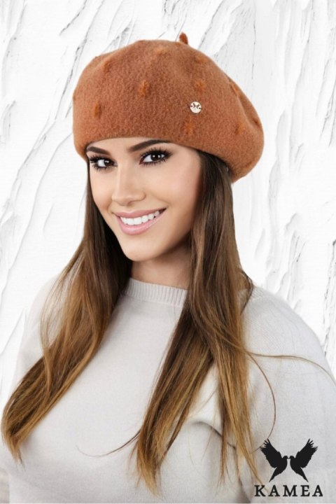 LINDA zimowy regulowany beret z antenką kolor rudy - Kamea Kamea LINDA zimowy regulowany beret z antenką kolor rudy - Kamea Kamea