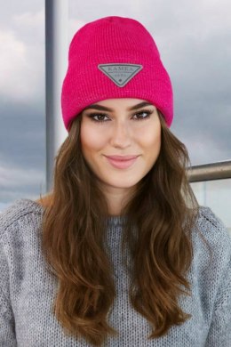 NAOMI beanie czapka zimowa z aplikacją kolor malinowy - Kamea Kamea