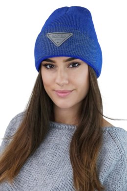 NAOMI beanie czapka zimowa z aplikacją kolor niebieski - Kamea Kamea