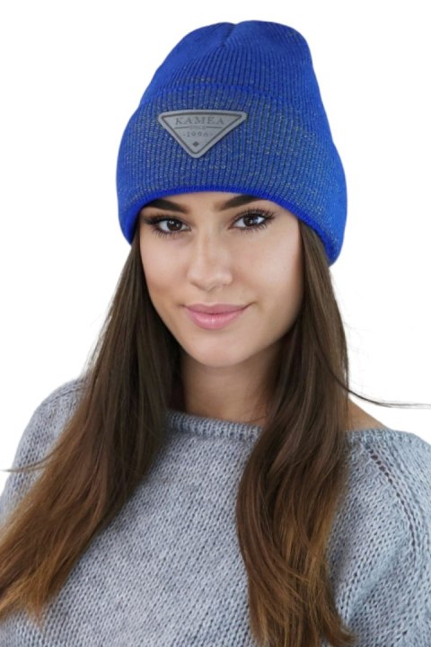 NAOMI beanie czapka zimowa z aplikacją kolor niebieski - Kamea Kamea NAOMI beanie czapka zimowa z aplikacją kolor niebieski - Kamea Kamea