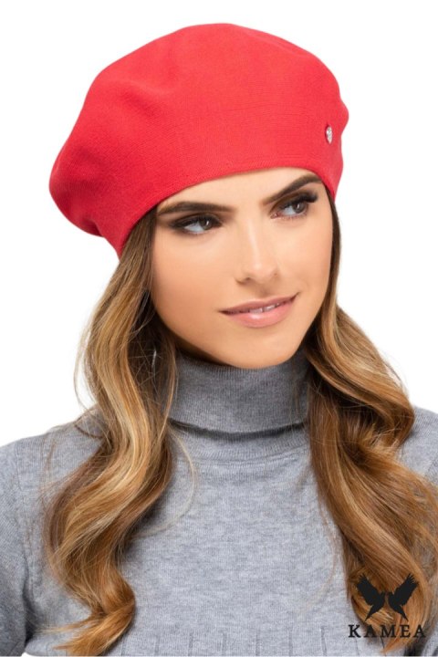 NASHVILLE beret damski podwójny z wiskozy kolor koralowy - Kamea Kamea NASHVILLE beret damski podwójny z wiskozy kolor koralowy - Kamea Kamea