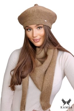 OFELIA zimowy beret damski kolor ciemny beż - Kamea Kamea