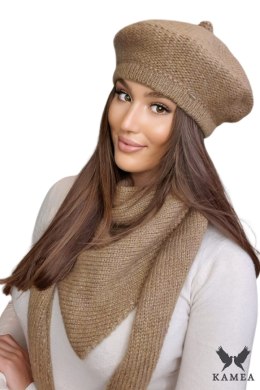 OFELIA zimowy beret damski kolor ciemny beż - Kamea Kamea