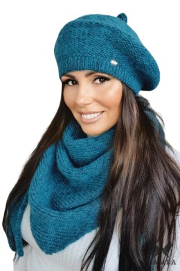 OFELIA zimowy beret damski kolor turkusowy - Kamea Kamea