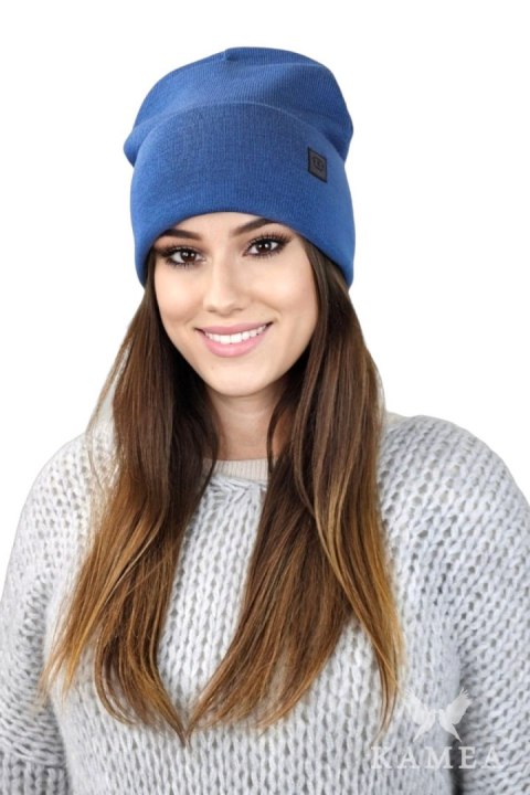 SALLY czapka beanie zimowa czapka uniwersalna kolor jeansowy - Kamea Kamea SALLY czapka beanie zimowa czapka uniwersalna kolor jeansowy - Kamea Kamea