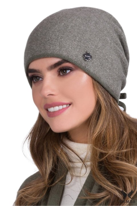 SIMA czapka damska pepitka wełniana kolor khaki - Kamea Kamea SIMA czapka damska pepitka wełniana kolor khaki - Kamea Kamea