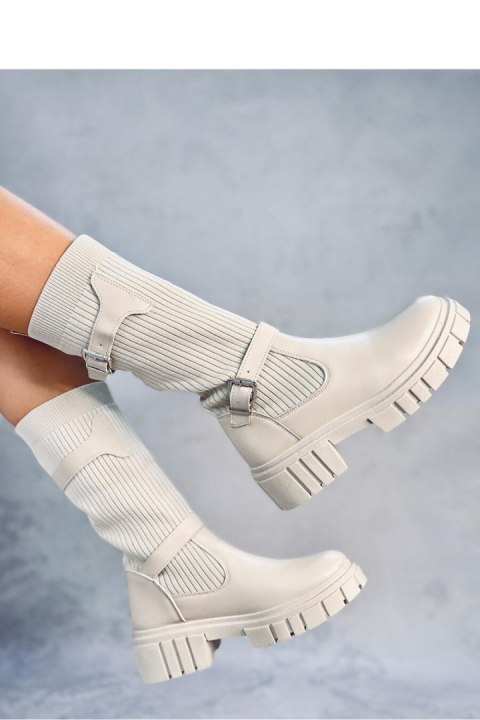 Oficerki z elastyczną cholewką RHEA BEIGE - Inello Inello Oficerki z elastyczną cholewką RHEA BEIGE - Inello Inello