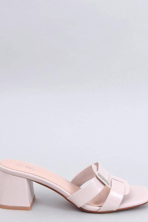 Sandał Klapki na obcasie eleganckie LAFAR BEIGE - Inello Inello Sandał Klapki na obcasie eleganckie LAFAR BEIGE - Inello Inello