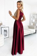 Sukienka Model Chiara 299-13 Bordo Satyna - Numoco Numoco Sukienka Model Chiara 299-13 Bordo Satyna - Numoco Numoco