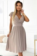 Sukienka Model Matilde 425-10 Beige Brokat - Numoco Numoco Sukienka Model Matilde 425-10 Beige Brokat - Numoco Numoco