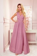 Sukienka Model Justine 362-1 Powder Pink Brokat - Numoco Numoco Sukienka Model Justine 362-1 Powder Pink Brokat - Numoco Numoco