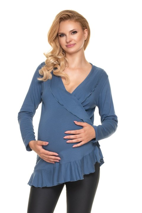 Bluzka Ciążowa Model 0185 Blue - PeeKaBoo PeeKaBoo Bluzka Ciążowa Model 0185 Blue - PeeKaBoo PeeKaBoo