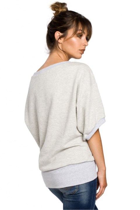 Bluza Damska Model B048 Popiel - BeWear BeWear Bluza Damska Model B048 Popiel - BeWear BeWear