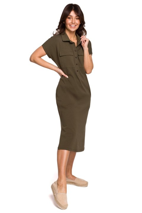 Sukienka Model B222 Khaki - BeWear BeWear Sukienka Model B222 Khaki - BeWear BeWear